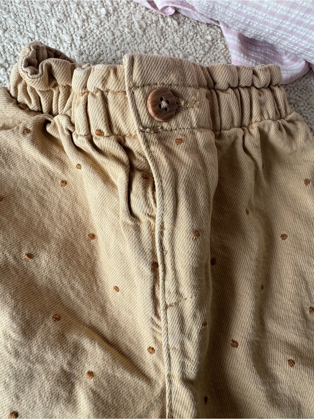 Zara Beige Dot Elastic-Waist Kids Bottoms